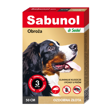 Sabunol Dog GPI, Zgarda Antiparazitara Caini 10-25 kg, Culoare Gold (50cm)