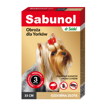 Sabunol Dog GPI, Zgarda Antiparazitara Caini 2-10 kg, Culoare Gold (35cm)