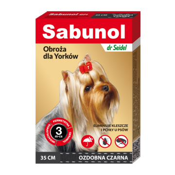 Sabunol Dog GPI, Zgarda Antiparazitara Caini 2-10 kg, Culoare Negru (35cm)