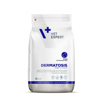 4T Dieta Veterinara DERMATOSIS DOG, VetExpert, cu carne de iepure si cartofi, 2 kg