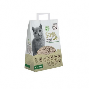 Asternut igienic din soia pentru litiera pisici, SOYA Organic, M-PETS, 100% biodegradabil, 10 L