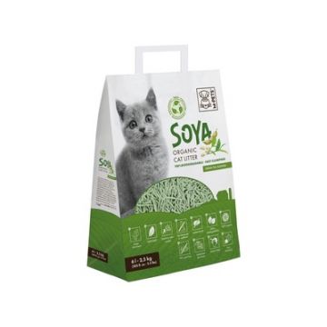 Asternut igienic din soia pentru litiera pisici, SOYA Organic, M-PETS, 100% biodegradabil, ceai verde, 6 L