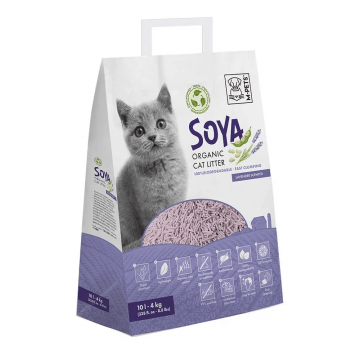 Asternut igienic din soia pentru litiera pisici, SOYA Organic, M-PETS, 100% biodegradabil, lavanda, 10 L