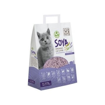 Asternut igienic din soia pentru litiera pisici, SOYA Organic, M-PETS, 100% biodegradabil, lavanda, 6 L