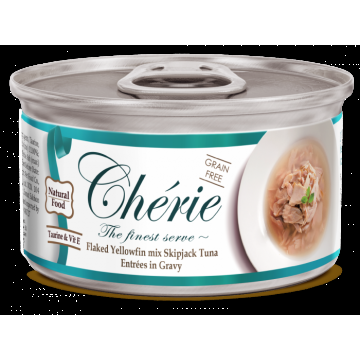 Cherie Adult Cat Grain Free Fulgi de Ton in Sos de Legume, 80 g