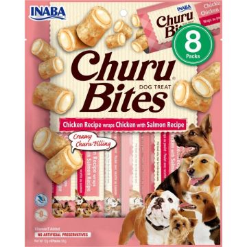 Churu Inaba Bites Recompense pentru Caini cu Pui si Somon, 12 g x 8 buc