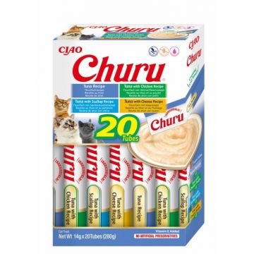 Churu Inaba Cat Varieties Recompense Cremoase cu Ton, 14 g x 20 buc