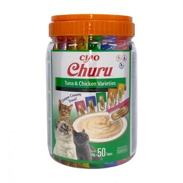 Churu Inaba Cat Varieties Recompense Cremoase cu Ton si Pui, 50 buc