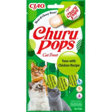 Churu Inaba Pops Recompensa Suculenta cu Pui si Ton, 15 g x 4 buc