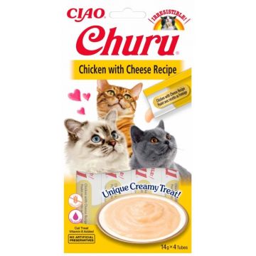 Churu Inaba Recompensa Cremoasa cu Pui si Branza, 14 g x 4 buc