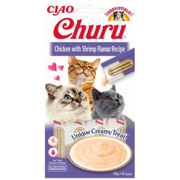 Churu Inaba Recompensa Cremoasa cu Pui si Creveti, 14 g x 4 buc