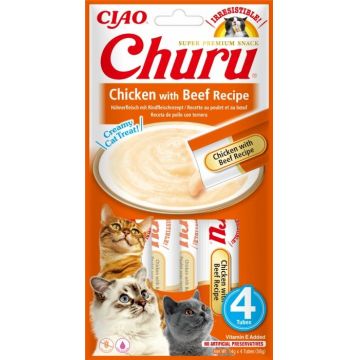 Churu Inaba Recompensa Cremoasa cu Pui si Vita, 14 g x 4 buc