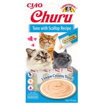 Churu Inaba Recompensa Cremoasa cu Ton si Scoici, 14 g x 4 buc