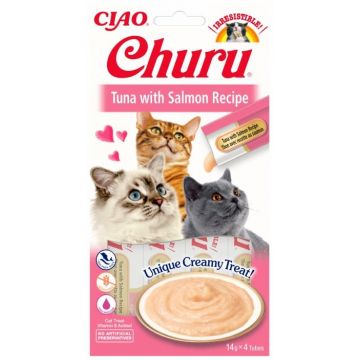 Churu Inaba Recompensa Cremoasa cu Ton si Somon, 14 g x 4 buc