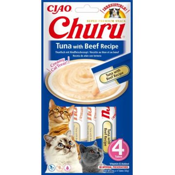 Churu Inaba Recompensa Cremoasa cu Ton si Vita, 14 g x 4 buc