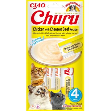 Churu Inaba Recompensa Cremoasa Reteta Pui cu Branza si Vita, 14 g x 4 buc