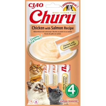 Churu Inaba Recompensa Cremoasa Reteta Pui cu Somon, 14 g x 4 buc