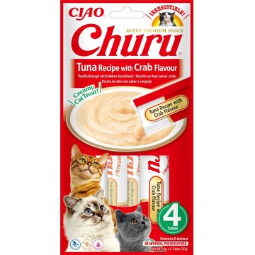 Churu Inaba Recompensa Cremoasa Reteta Ton cu Aroma de Crab, 14 g x 4 buc