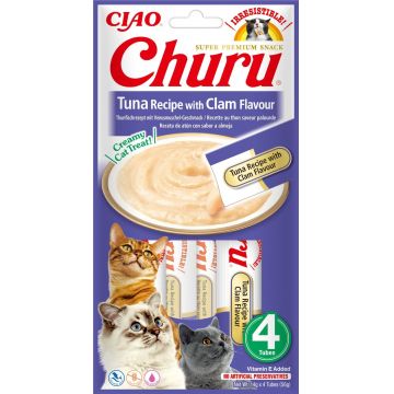 Churu Inaba Recompensa Cremoasa Reteta Ton cu Aroma de Scoici Vongole, 14 g x 4 buc