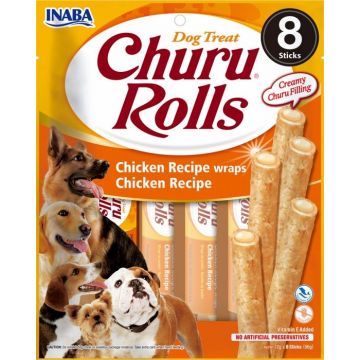 Churu Inaba Rolls Recompense pentru Caini cu Pui, 12 g x 8 buc