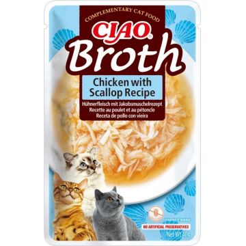 Ciao Broth pentru Pisici cu Pui si Scoici, 40 g