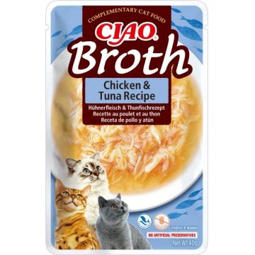 Ciao Broth pentru Pisici cu Pui si Ton, 40 g