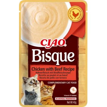 Ciao Churu Inaba Bisque pentru Pisici cu Pui si Vita, 40 g