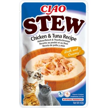 Ciao Stew pentru Pisici cu Pui si Ton, 40 g