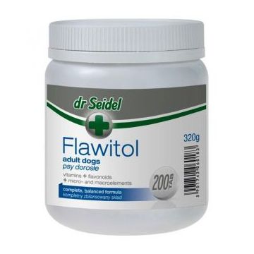 Complex cu vitamine, flavonoide, micro- și macroelemente pentru caini, FLAWITOL Adult, Dr. Seidel, 200 Tablete