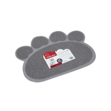 Covoras pentru litiera pentru pisici, forma labuta, M-PETS, gri, 60x45 cm