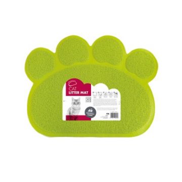 Covoras pentru litiera pentru pisici, forma labuta, M-PETS, verde, 60x45 cm