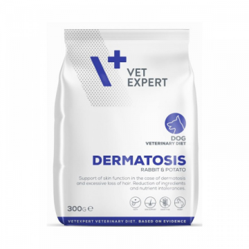 DIETA VETERINARA DERMATOSIS DOG, VETEXPERT, CU CARNE DE IEPURE SI CARTOFI, 300 g