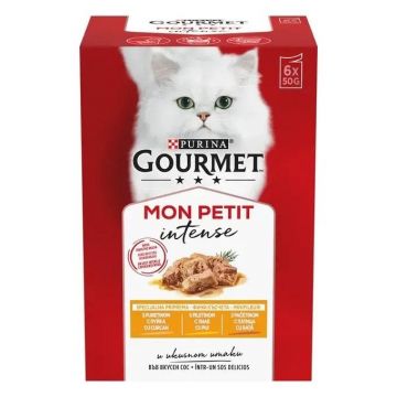 GOURMET Mon Petit, Pachet Mixat, Pui, Rata si Curcan, 6x50 g