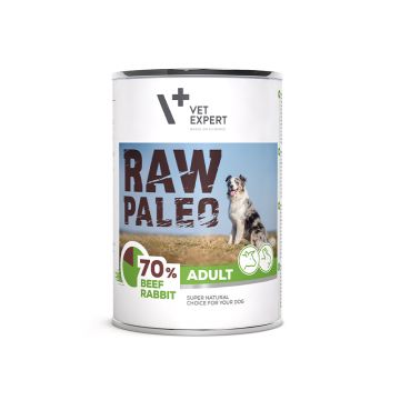 Hrana umeda pentru caini, adult, RAW PALEO, carne de vita si iepure, 400 g