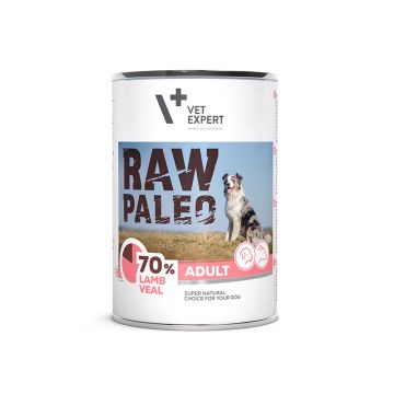 Hrana umeda pentru caini, adult, RAW PALEO, miel si vitel, 400 g