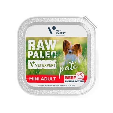 Hrana umeda pentru caini, adult, RAW PALEO PATE, vita, 150 g