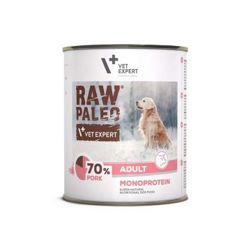 Hrana umeda pentru caini, adult, RAW PALEO, porc, 800 g