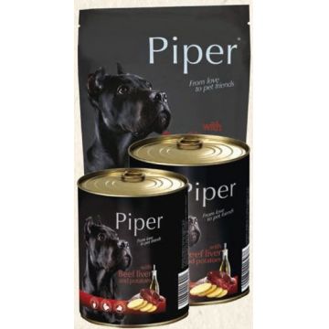 Hrana umeda pentru caini Piper Adult, Ficat de Vita si Cartofi, 500 g