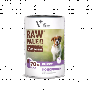 Hrana umeda pentru caini, puppy, RAW PALEO, rata, 400 g