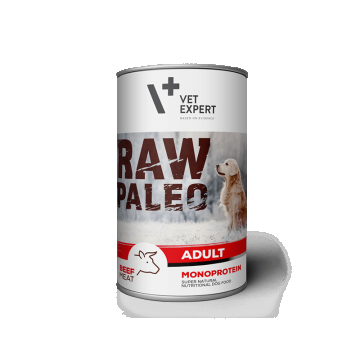 Hrana umeda pentru caini, RAW PALEO Adult, vita,conserva monoproteica, 800 g