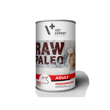 Hrana umeda pentru caini, RAW PALEO, conserva monoproteica, adult, carne de vita, 400 g