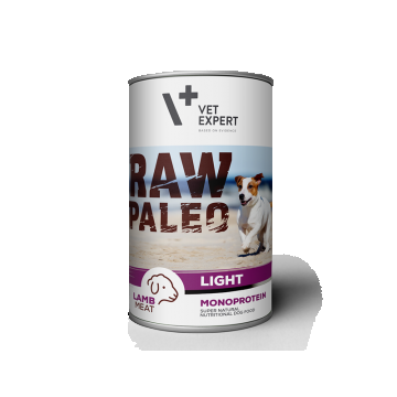 Hrana umeda pentru caini, RAW PALEO Light, conserva monoproteica, miel, 400 g