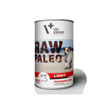 Hrana umeda pentru caini, RAW PALEO Light, vita,conserva monoproteica, 400 g