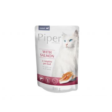 Hrana umeda pentru pisici, PIPER CAT, carne de somon, 100g