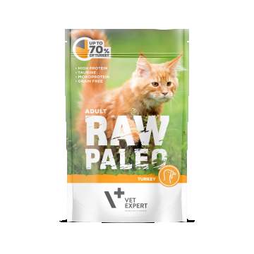 Hrana umeda pentru pisici, RAW PALEO CAT, adult, carne de curcan, 100 g