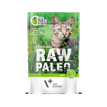 Hrana umeda pentru pisici, RAW PALEO CAT, STERILISED, carne de vanat, 100 g