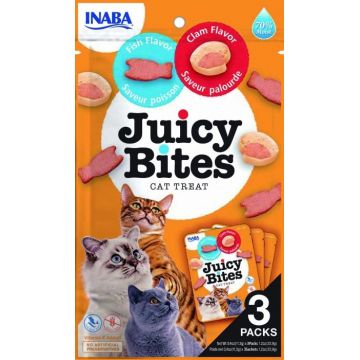 Juicy Bites Recompense pentru Pisici cu Peste si Scoici, 11.3 g x 3 buc