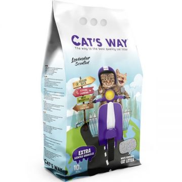 Nisip pentru litiera BENTONITA, CAT'S WAY, Lavanda, 10L, 8.5KG