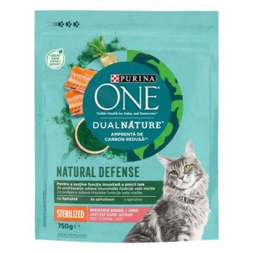 PURINA ONE DualNature, Sterilized cu Somon, hrana uscata pentru pisici sterilizate, 750 g