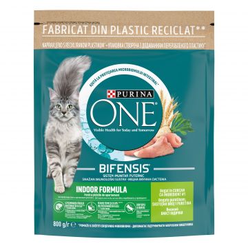 PURINA ONE INDOOR Formula, Curcan si Cereale Integrale, hrana uscata pentru pisici, 800 g